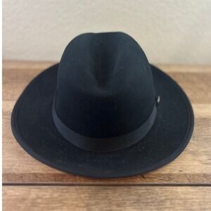 Bruno Capelo Princeton Collection Black Australian Wool Fedora with Pink Medium